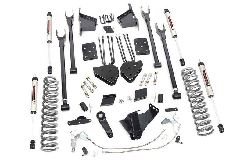 Rough Country 6in Ford 4-Link Suspension Lift Kit w/V2 Shocks (11-14 F-250 4WD) 56570