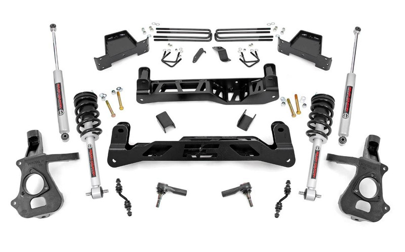 Rough Country 7in GM Suspension Lift Kit, Lifted Struts (14-18 1500 PU 2WD, CastSteel) 23733