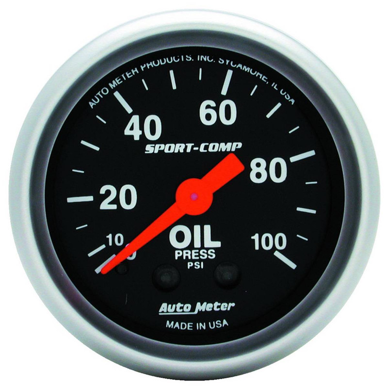 Autometer Gauge, Oil Pressure, 2 1/16", 100psi, Mechanical, Sport-comp 3321
