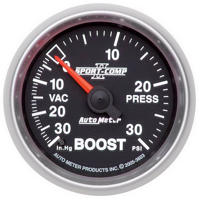 Autometer Gauge, Vac/boost, 2 1/16", 30inhg-30psi, Mechanical, Sport-comp Ii 3603