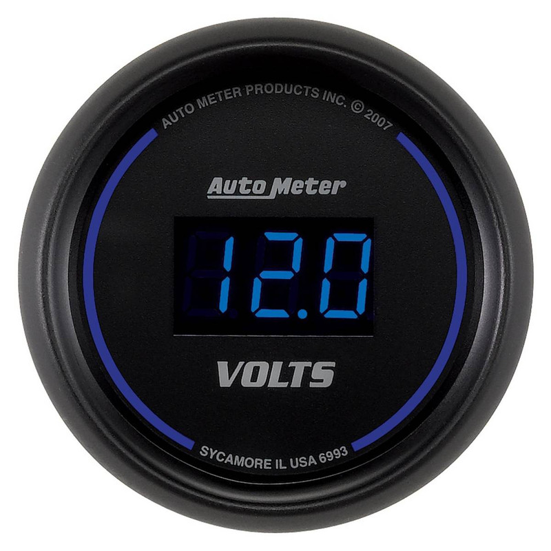 Autometer Gauge, Voltmeter, 2 1/16", 18v, Digital, Black Dial W/ Blue Led 6993