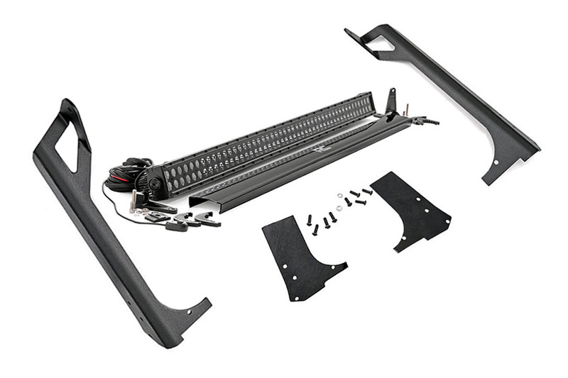 Rough Country Jeep 50-Inch Straight LED Light Bar Upper Windshield Kit w/ Black Series LED 97-06 TJ 70503BL