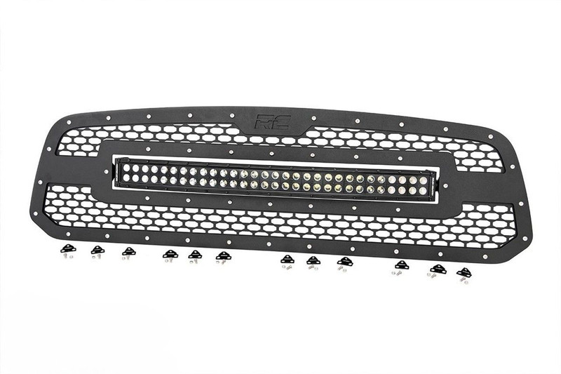 Rough Country Dodge Mesh Grille 30 Inch Dual Row Black Series LED w/Amber DRL 13-18 RAM 1500 70199BDA