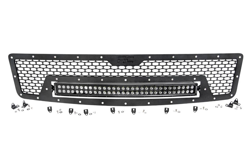 Rough Country Chevrolet Mesh Grille 30 Inch Dual Row Black Series w/Cool White DRL LED 07-13 Silverado 1500  70196DRL