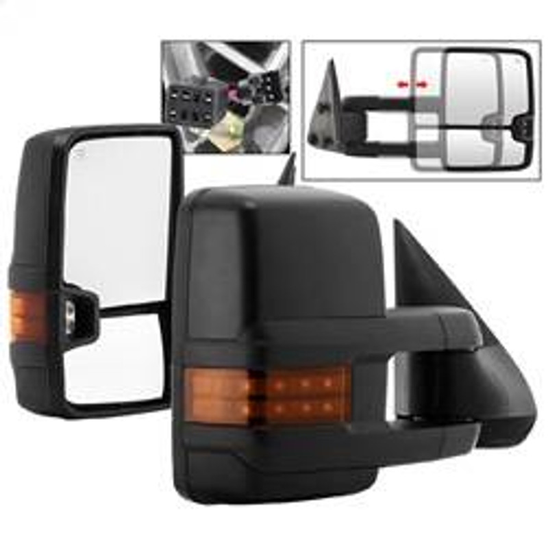 Spyder Auto G2 Power Heated Amber LED Signal Telescoping Mirror - SET 9936678
