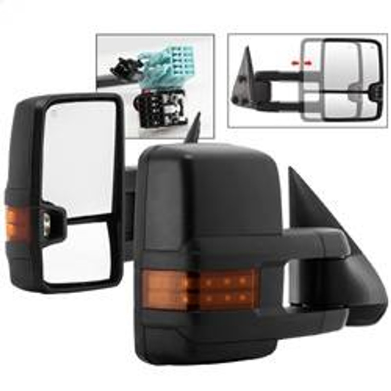 Spyder Auto G2 Power Heated Amber LED Signal Telescoping Mirror - SET 9936685