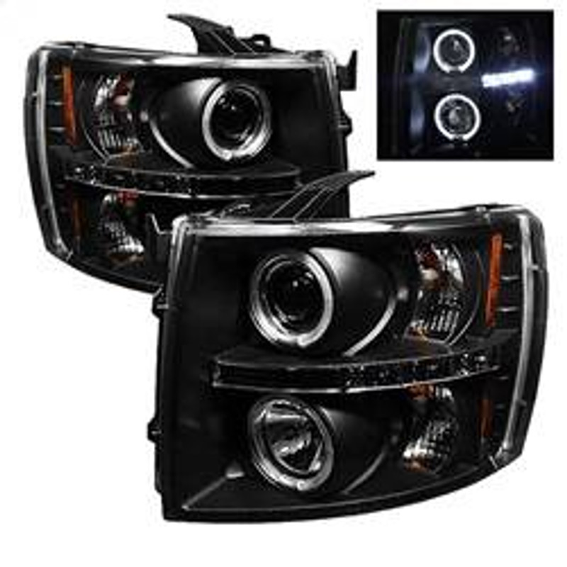 Spyder Auto Projector Headlights - LED Halo - LED - Black - High H1 - Low H1 5009494