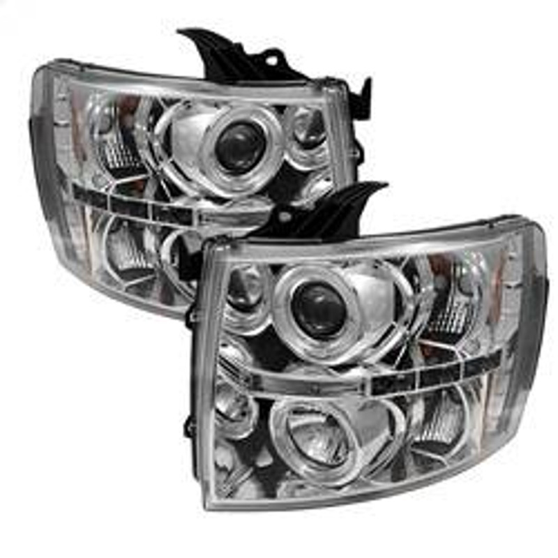 Spyder Auto Projector Headlights - LED Halo - LED - Chrome - High H1 - Low H1 5009500