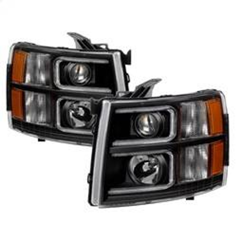 Spyder Auto Projector Headlights - Light Tube Style - Black 9027796