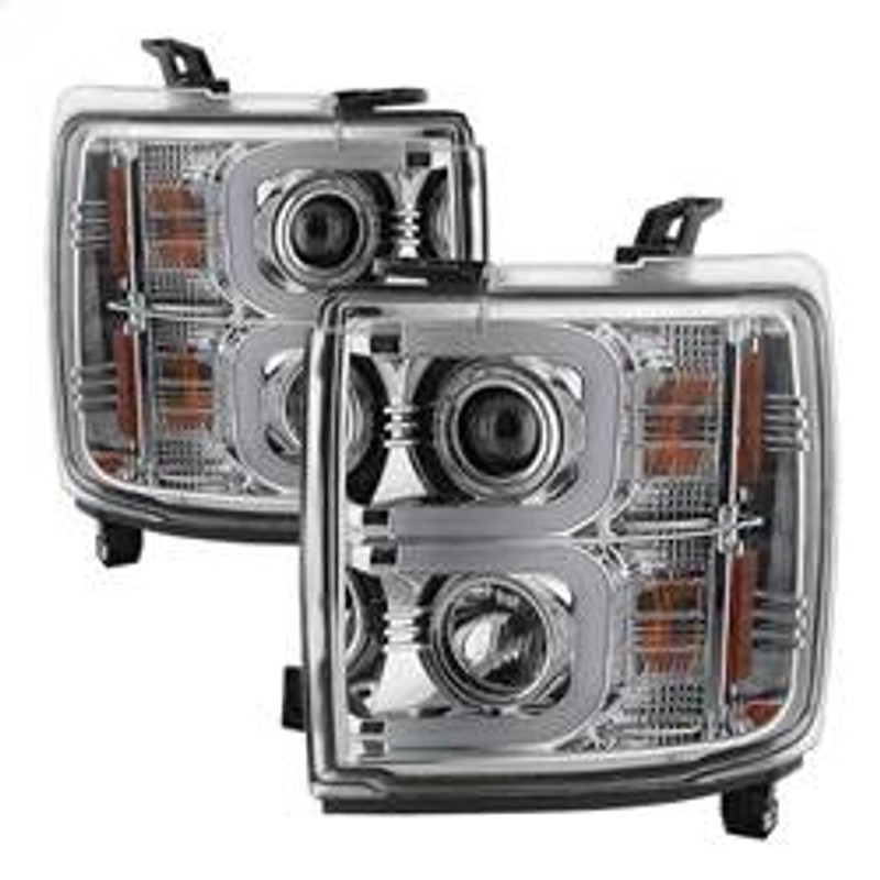 Spyder Auto Projector Headlights - Light Bar DRL - Chrome 5081049