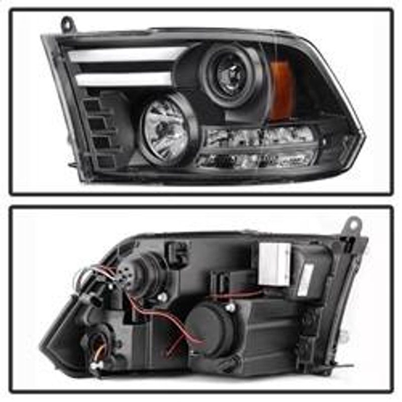 Spyder Auto Projector Headlights - Halogen - Light Bar DRL - Black - Low H1 5081001