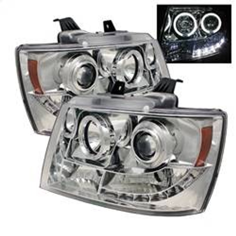 Spyder Auto Projector Headlights - LED Halo - LED - Chrome - High H1 - Low H1 5009654