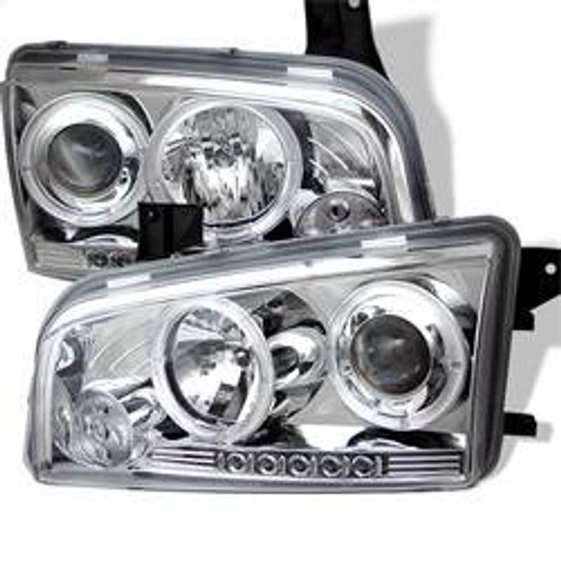 Spyder Auto Projector Headlights - Halogen - LED Halo - LED - Chrome - High H1 5009746