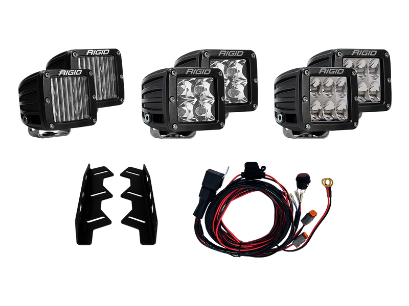 RIGID Industries 2017-2018 FORD RAPTOR FOG LIGHT KIT INCLUDES MOUNTS and 6 D-SERIES 41610