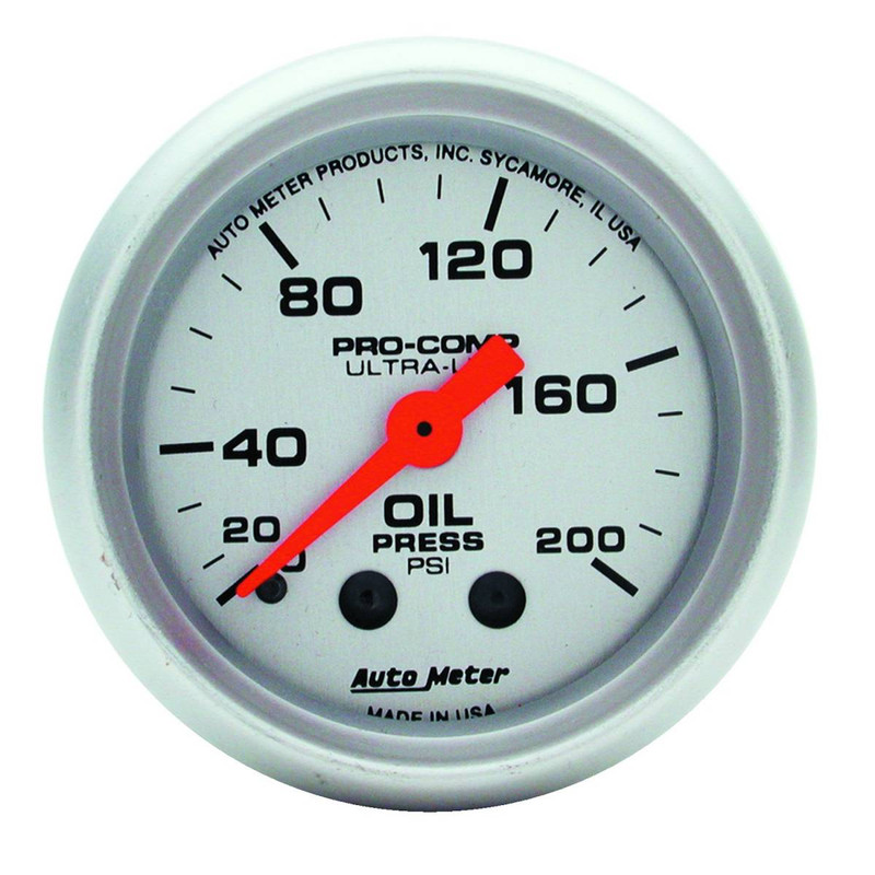 AutoMeter GAUGE, OIL PRESSURE, 2 1/16", 200PSI, MECHANICAL, ULTRA-LITE 4322