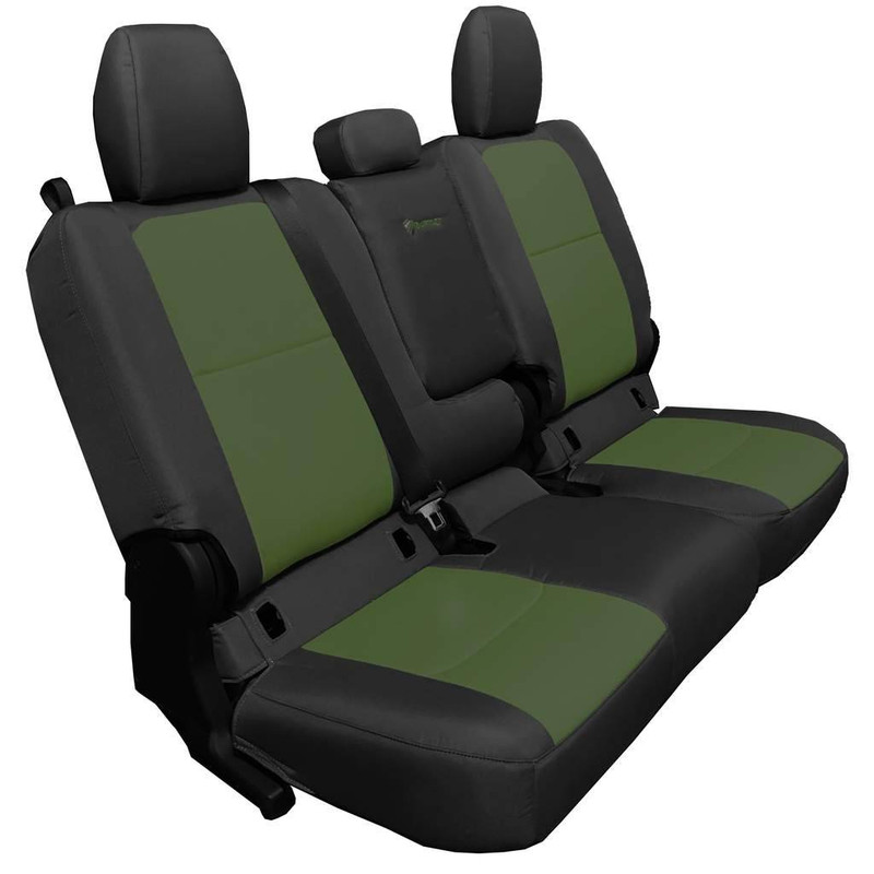 Bartact Rear 4 Door Seat Covers 2019 and Up Jeep Gladiator Black/Olive With Fold Arm Rest