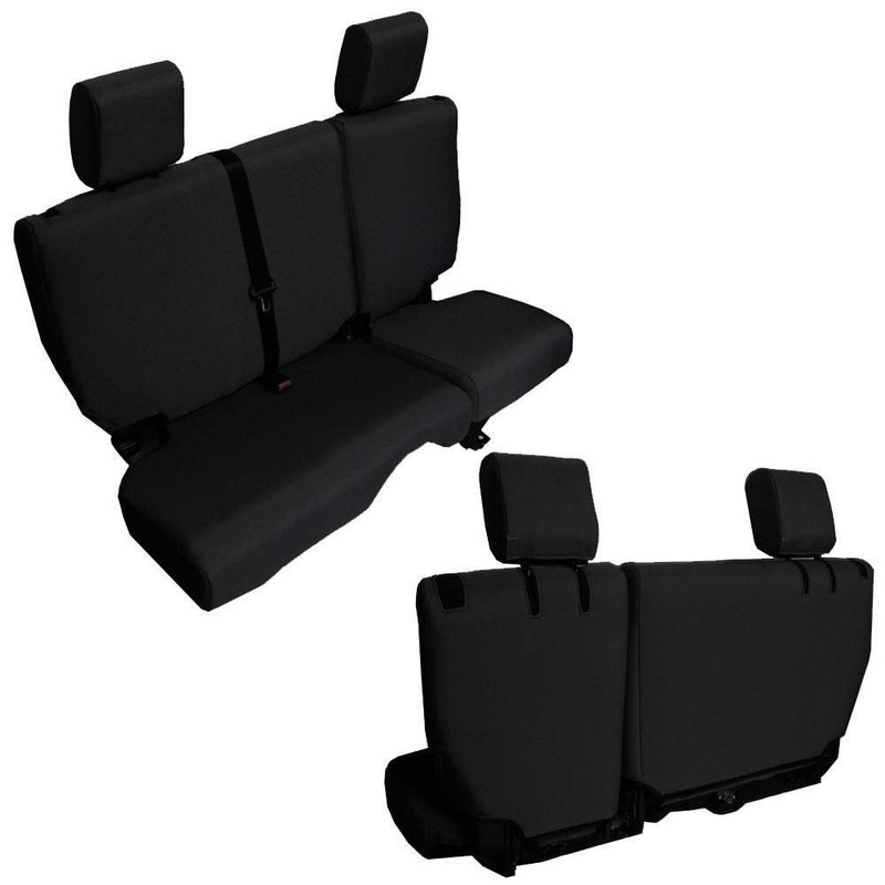 Bartact Jeep JKU Base Line Performance 4 DR Rear Split Bench Seat Covers 2008-2010 Black