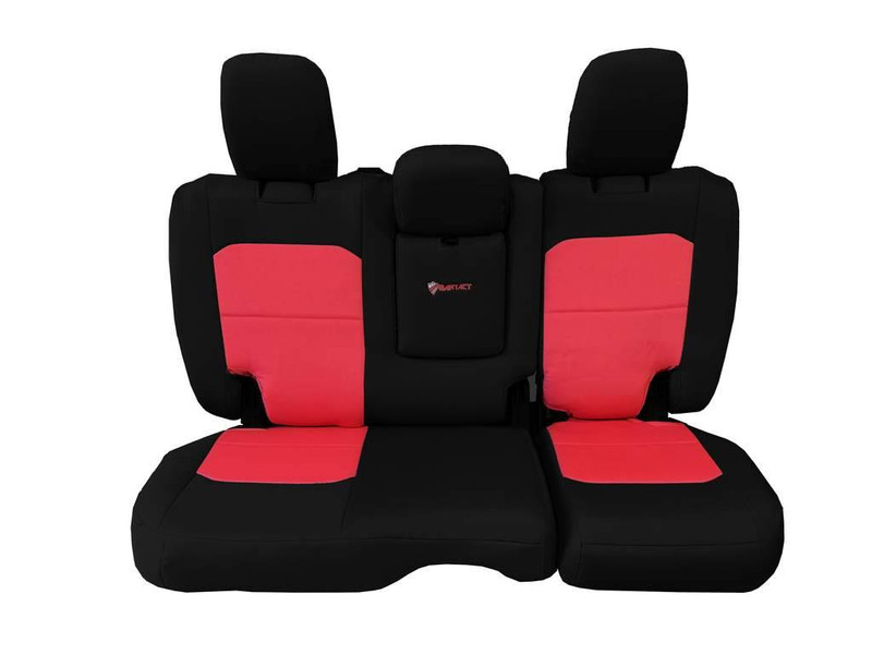 Bartact Jeep JLU Tactical Rear Bench Seat Covers 4 Door 18-Present Wrangler JL w/ Fold Down Armrest Only Black/Red