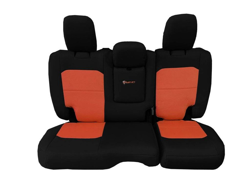 Bartact Jeep JLU Tactical Rear Bench Seat Covers 4 Door 18-Present Wrangler JL w/ Fold Down Armrest Only Black/Orange