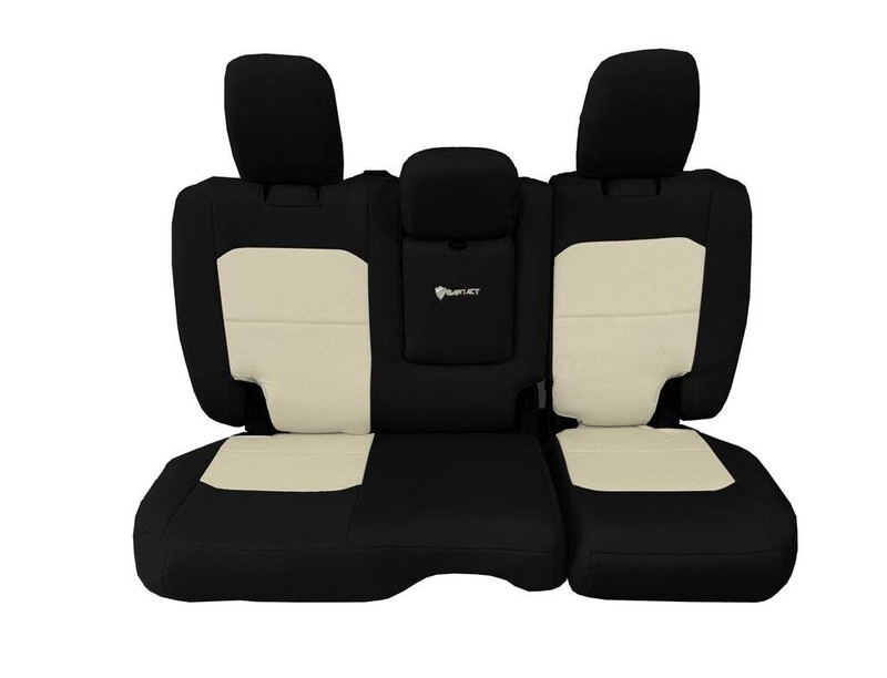 Bartact Jeep JLU Tactical Rear Bench Seat Covers 4 Door 18-Present Wrangler JL w/ Fold Down Armrest Only Black/Khaki