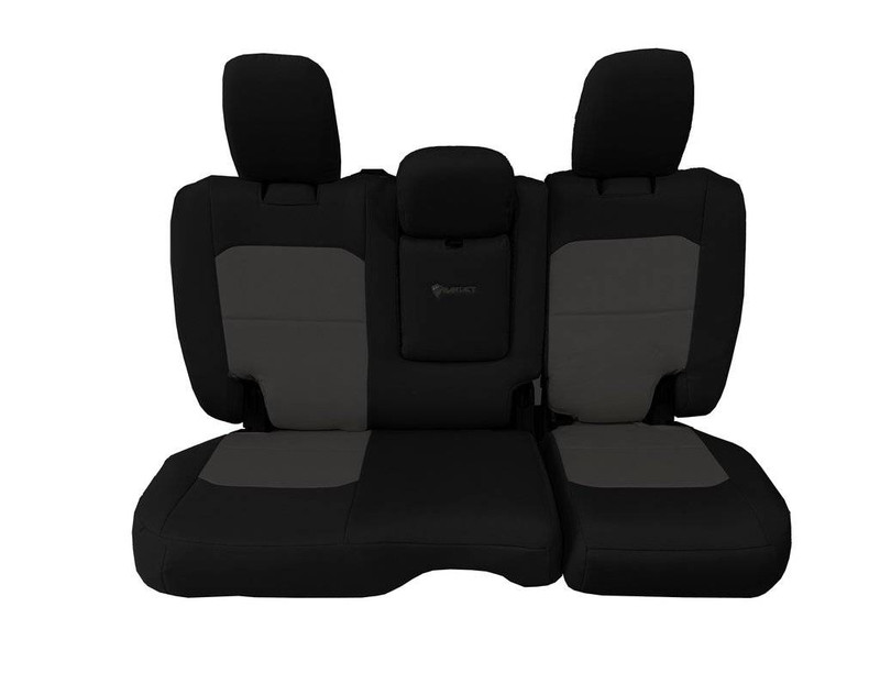 Bartact Jeep JLU Tactical Rear Bench Seat Covers 4 Door 18-Present Wrangler JL w/ Fold Down Armrest Only Black/Gray