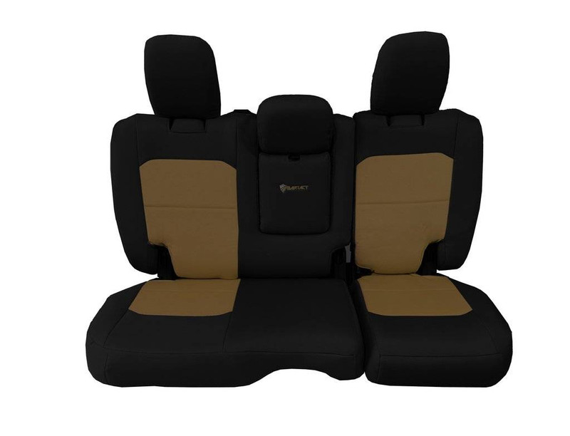 Bartact Jeep JLU Tactical Rear Bench Seat Covers 4 Door 18-Present Wrangler JL w/ Fold Down Armrest Only Black/Coyote