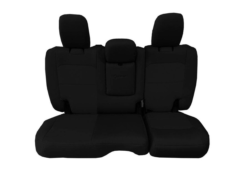 Bartact Jeep JLU Tactical Rear Bench Seat Covers 4 Door 18-Present Wrangler JL w/ Fold Down Armrest Only Black/Black