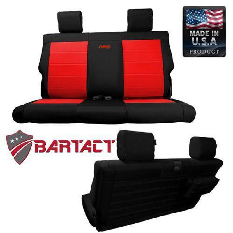 Bartact Jeep JL Tactical Rear Bench Seat Covers 2 DR 18-Present Wrangler JL Black/Red