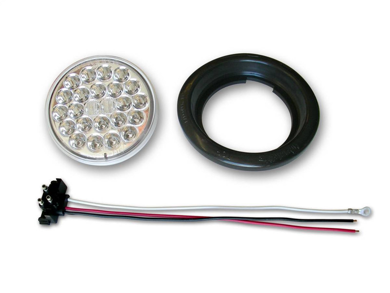 Poison Spyder Poison Spyder 4 24-LED Taillight Push-In with Pigtail &amp; Grommet Clear/Red 41-04-051