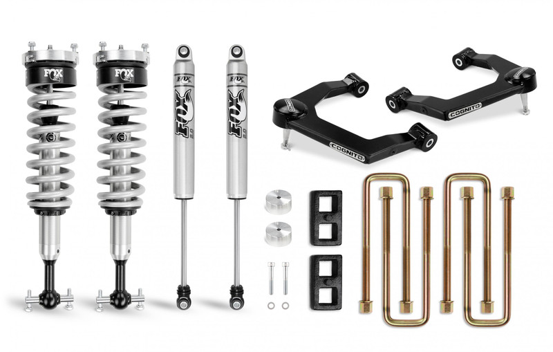 Cognito 3-Inch Performance Uniball Leveling Lift Kit With Fox PS Coilover 2.0 IFP Shocks for 19-22 Silverado/Sierra 1500 2WD/4WD 210-P0876
