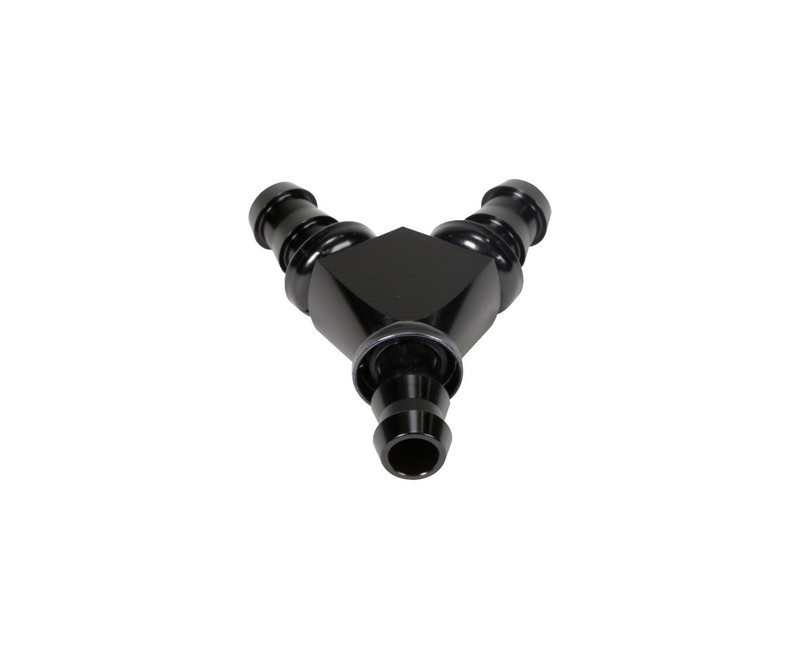 Fleece Performance 1/2 Inch Black Anodized Aluminum Y Barbed Fitting (For -8 Pushlock Hose)
