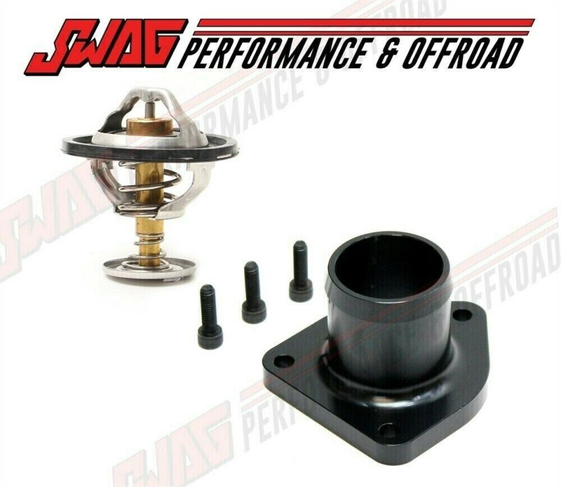 99.5-03 Ford 7.3L 7.3 Powerstroke Diesel 205F Thermostat & Billet Housing Black