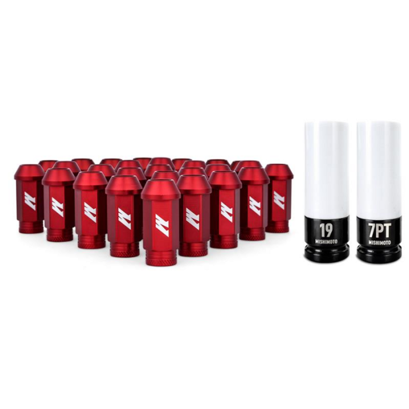 Mishimoto Aluminum Locking Lug Nuts M12x1.5, 27pc Set, Red