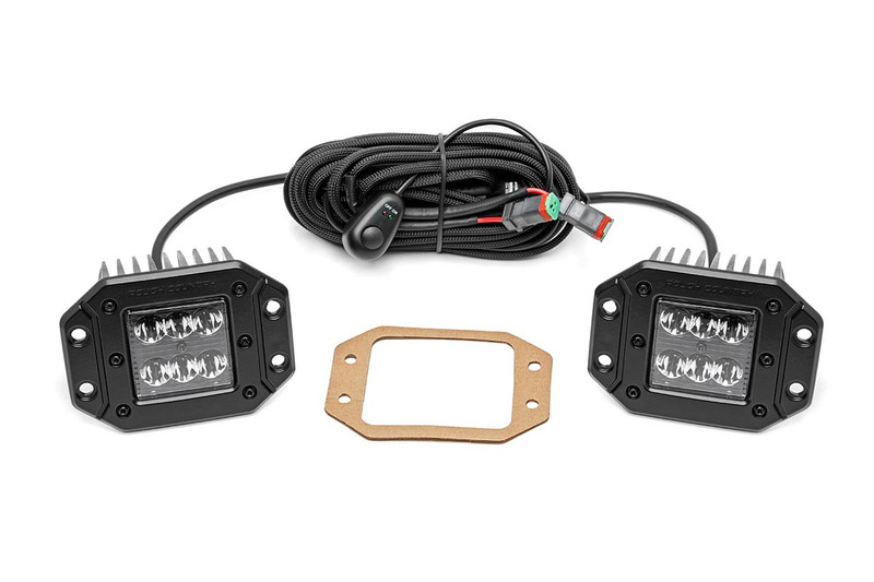 Rough Country - 2 Inch Black Series LED Light Pods - Spot - Flush Mount