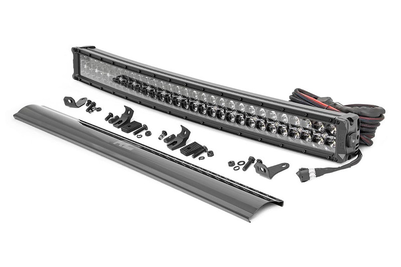Rough Country - 30 Inch Black Series LED Light Bar - Curved - Dual Row - Amber DRL