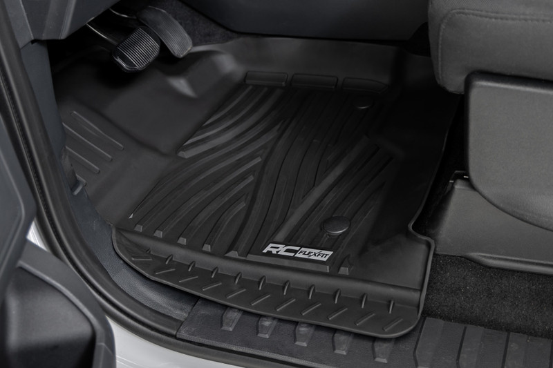 Rough Country - Flex-Fit Floor Mats - Front - Ford F-150 (15-25)/F-150 Lightning (22-25)/Raptor (17-25)