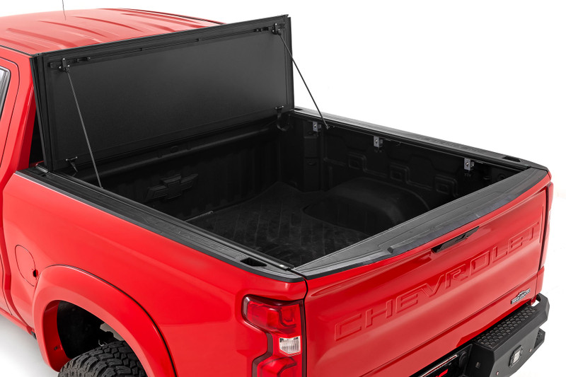 Rough Country - Hard Tri-Fold Flip Up Bed Cover - 5'10 in. Bed - Chevy/GMC Sierra/Silverado 1500 (19-25)