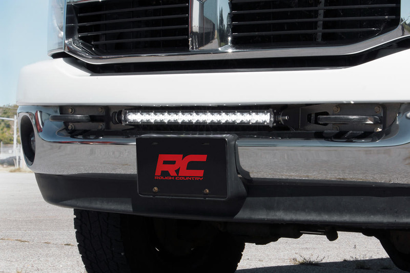 Rough Country - LED Light Kit - Bumper Mount - 20 in. Black Single Row - White DRL - Ram 2500/3500 (10-18)