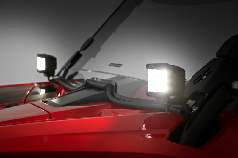 Rough Country - LED Light Kit - Cage Mount - 2 in. Chrome Pair - Wide Angle - Honda Talon 1000