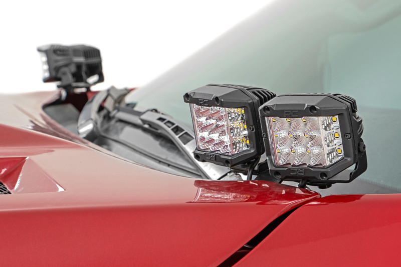 Rough Country - LED Light Kit - Ditch Mount - Dual 2 in. Black Pairs - Flood - Toyota Tundra (14-21)