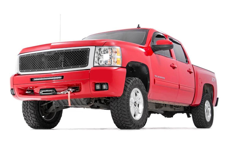 Rough Country - LED Light Kit - Fog Mount - Dual 2 in. Black Pairs - Chevy Silverado 1500/2500HD/3500HD 2WD/4WD