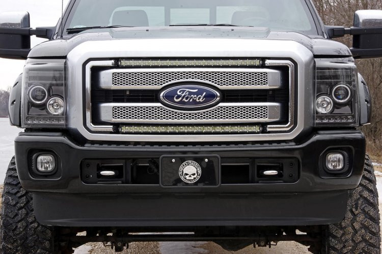 Rough Country - LED Light Kit - Grill - 30 in. Black Single Row - White DRL - Ford F-250/F-350 Super Duty (11-16)