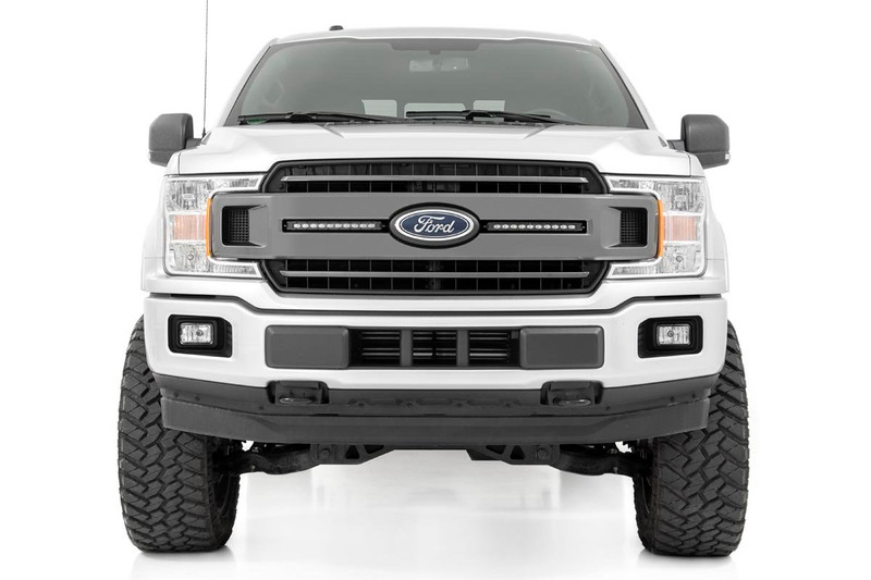 Rough Country - LED Light Kit - Grille Mount - 10 in. Black Slimline Pair - Ford F-150 (18-20)