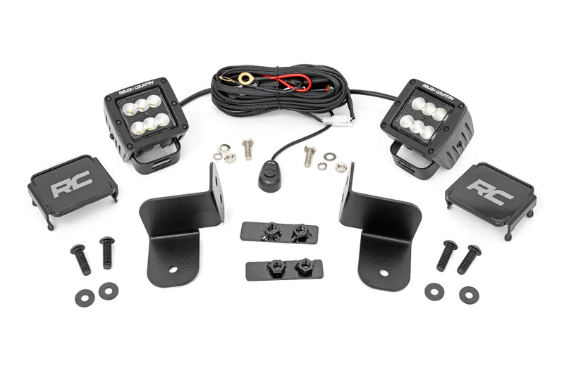 Rough Country - LED Light Kit - Rear Mount - 2 in. Black Pair - Flood - Polaris Ranger XP 1000