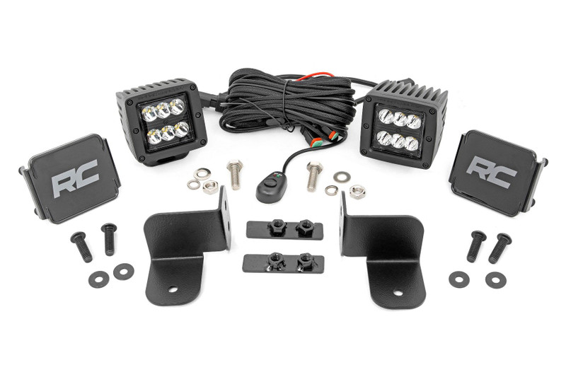Rough Country - LED Light Kit - Rear Mount - 2 in. Black Pair - Spot - Polaris Ranger XP 1000