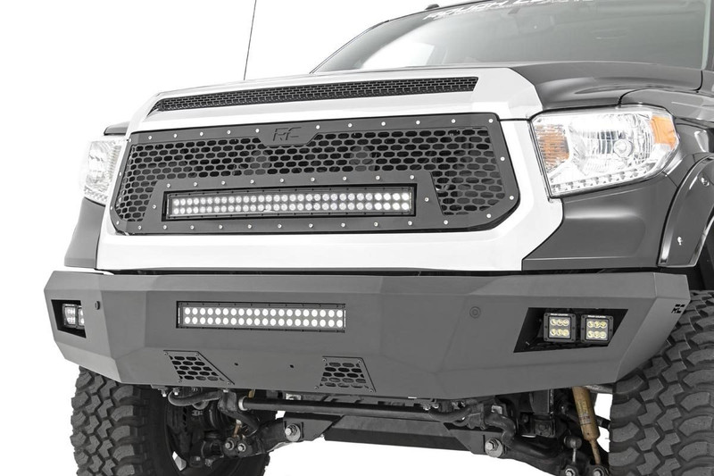 Rough Country - Mesh Grille - 30 in. Dual Row LED - Black - White DRL - Toyota Tundra (14-17)