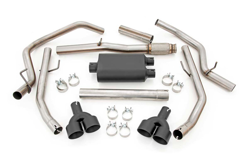 Rough Country - Performance Exhaust - Stainless - Crew/Dbl - RR Exit - Chevy/GMC Sierra/Silverado 1500 (19-25)