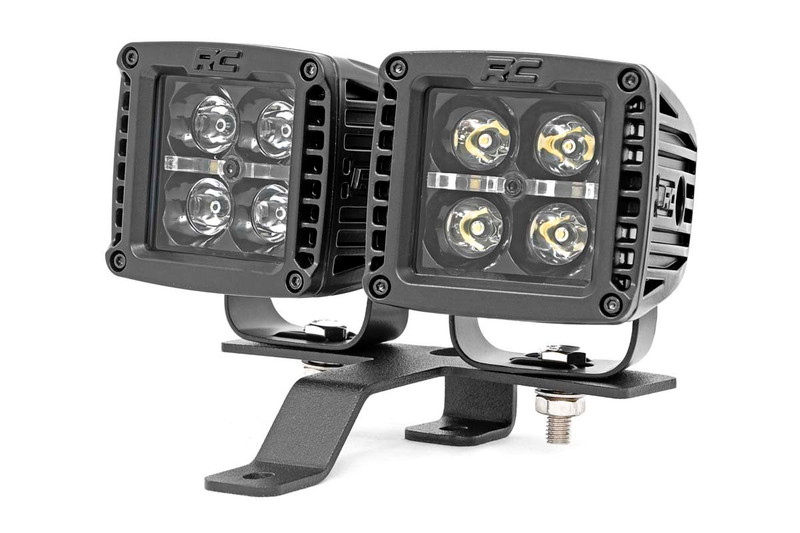 Rough Country - Quad LED Light Kit - Cowl Mount - 2 in. Black Pairs - Spot - Jeep Gladiator JT/Wrangler JL (18-25)
