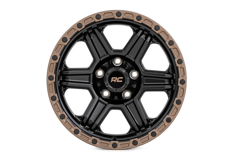 Rough Country - Rough Country 79 Series Wheel/One-Piece/Semi Gloss Black w/Bronze Ring/18x9/6x5.5/0mm