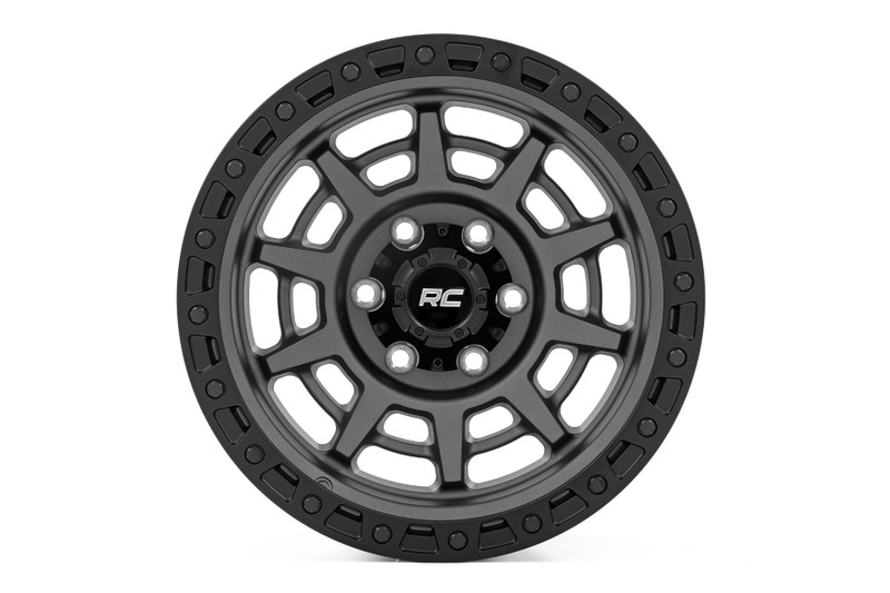 Rough Country - Rough Country 85 Series Wheel/Simulated Beadlock/Gunmetal Gray/Black/17x9/5x4.5/-12mm